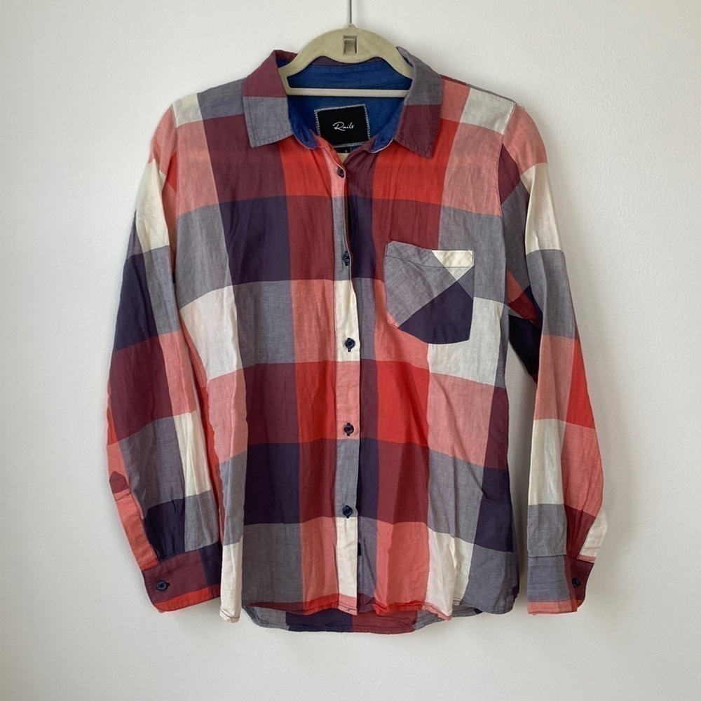Rails Red White Blue Plaid Collared Button Up Shirt Cotton Size Small